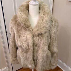 Milly Plush Faux Fur  Jacket in Cream